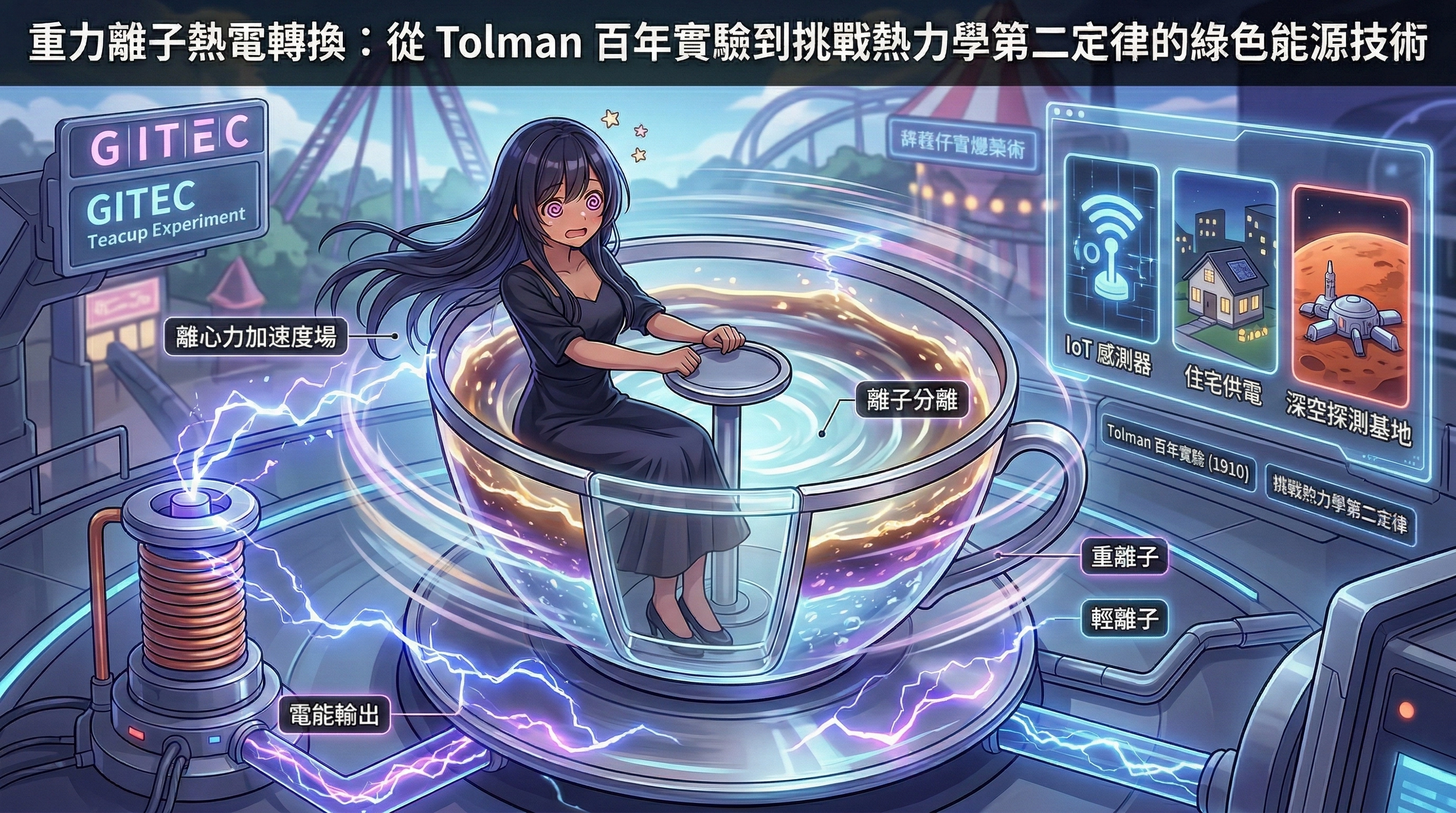重力離子熱電轉換:從 Tolman 百年實驗到挑戰熱力學第二定律的綠色能源技術