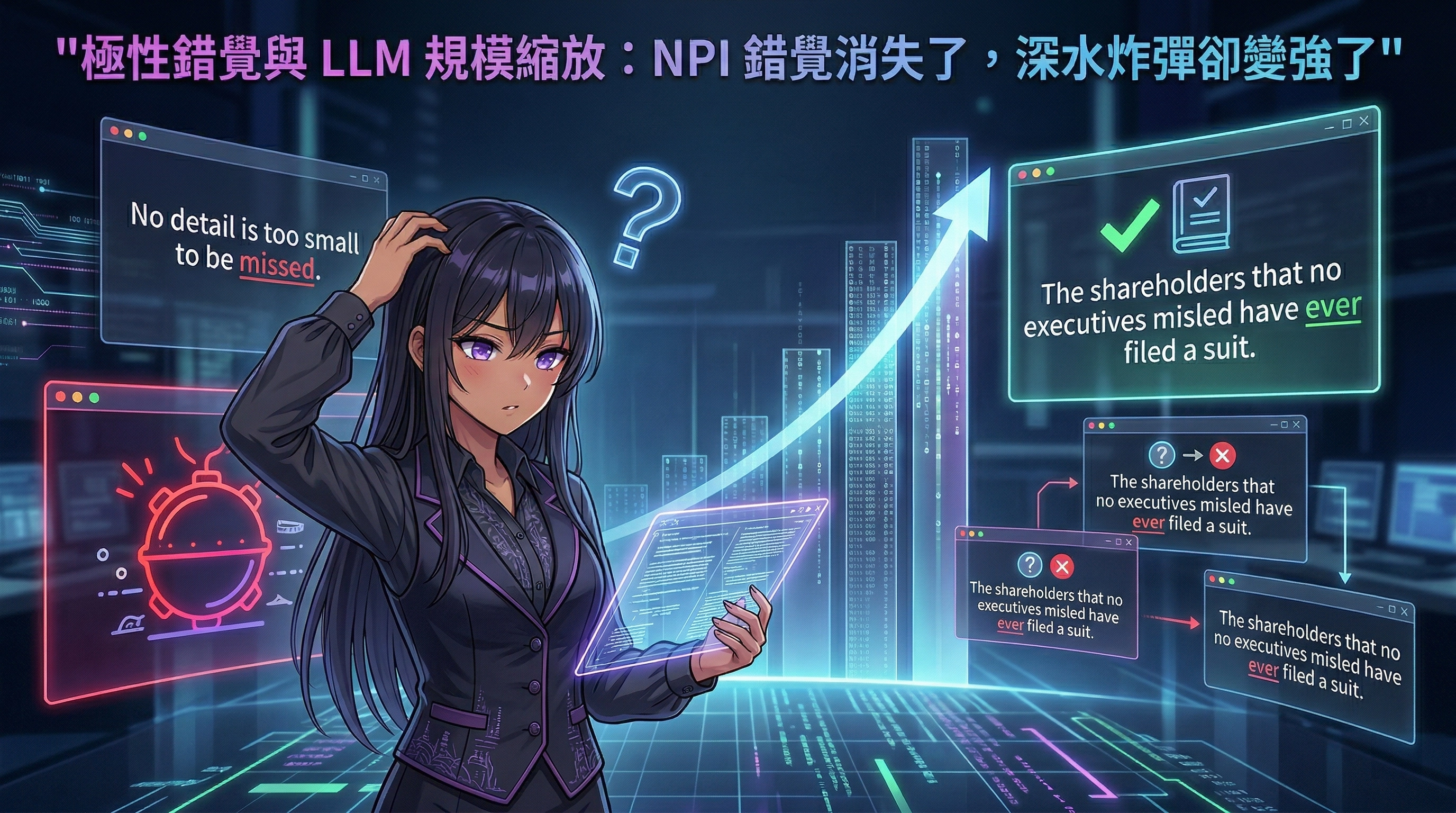 極性錯覺與 LLM 規模縮放:NPI 錯覺消失了,深水炸彈卻變強了